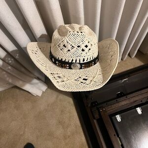 Woven Tan Cowboy Hat with Black Band